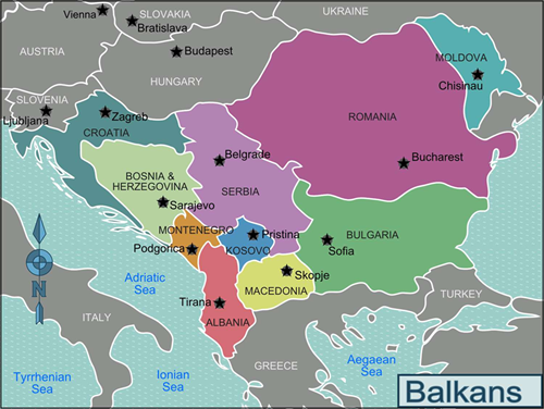 Kenangan Balkan dan Greece 12H10M, Mac 2016 40 Peta Negara Balkan : Slovenia, Croatia, Serbia, Bosnia dan Herzegovina, Montenegro, Kosovo, Albania, Macedonia, Bulgaria, Romania, Moldova dan Greece